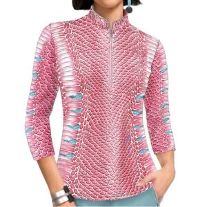 Jamie Sadock 3/4 sleeve pink Serpent top. NWT